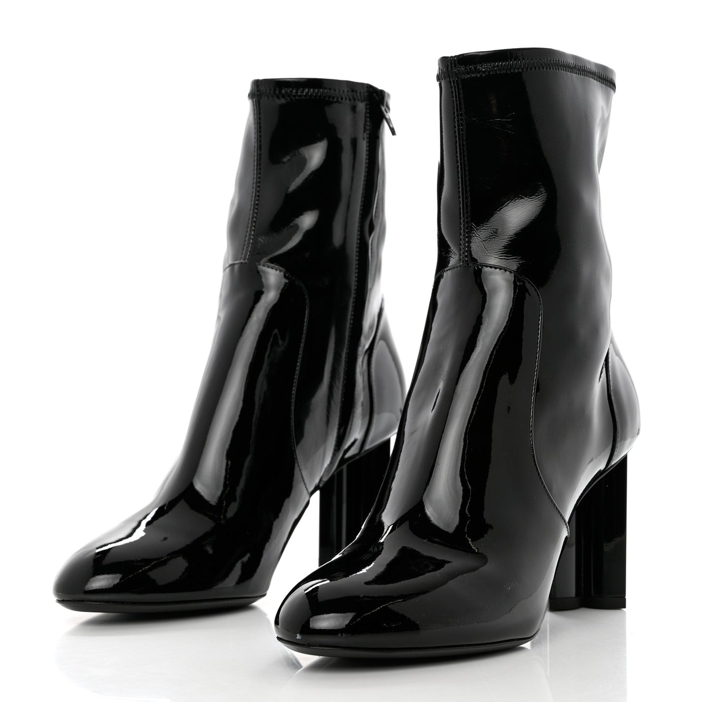 Patent Silhouette Ankle Boots 38 Black
