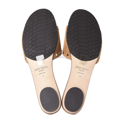 Jimmy Choo Suede Nanda Studded Flat Slide Sandals 42 Brown 6 of 9