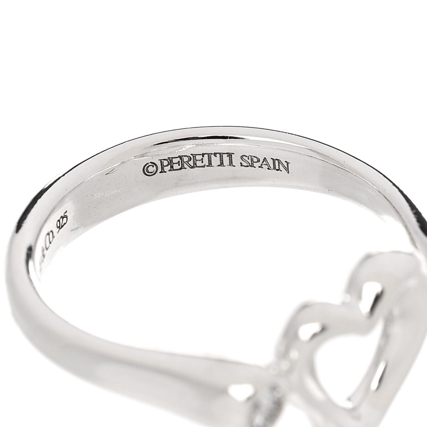 Sterling Silver Diamond Elsa Peretti Open Heart Ring 49 4.75