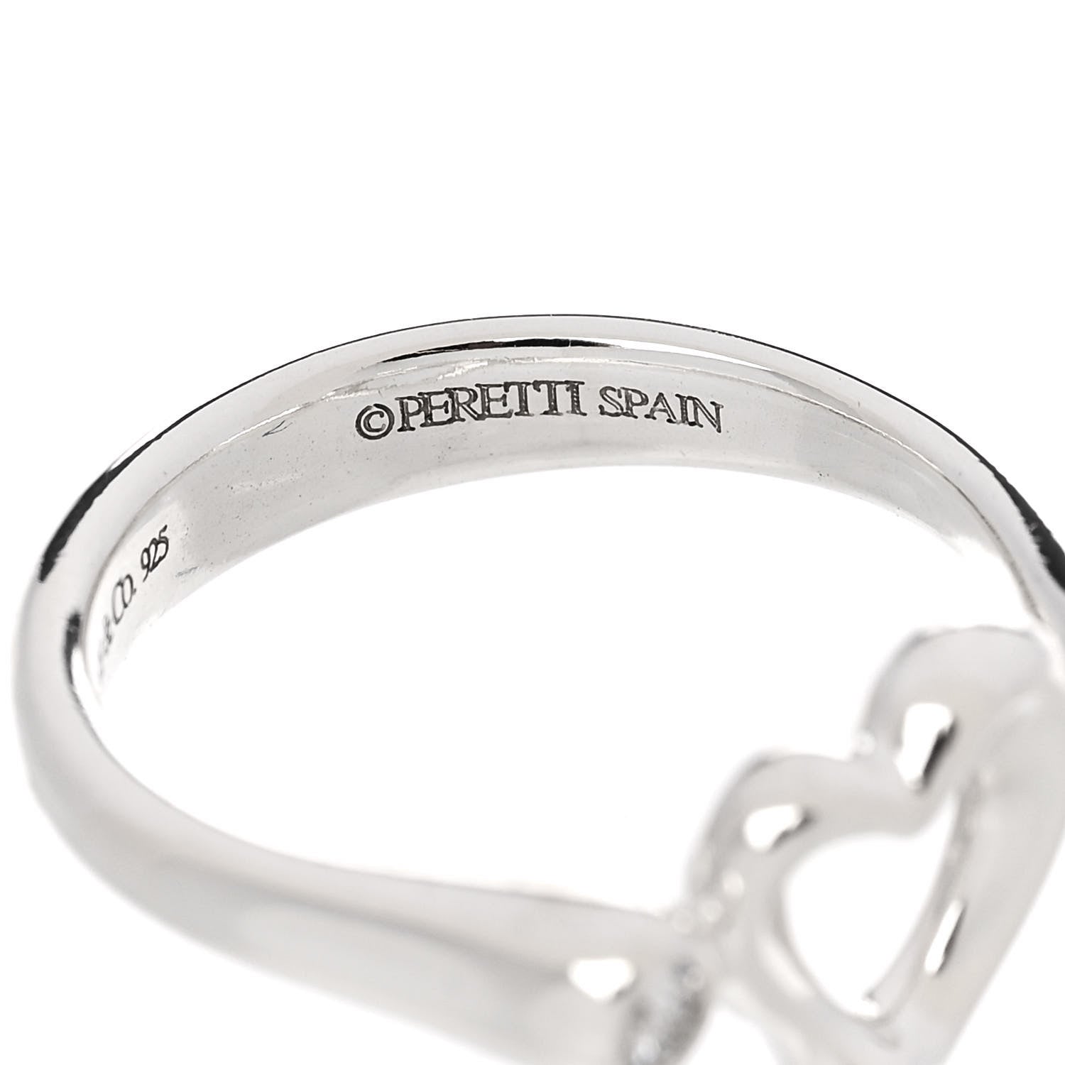 Tiffany Sterling Silver Diamond Elsa Peretti Open Heart Ring 49 4.75 5 of 5