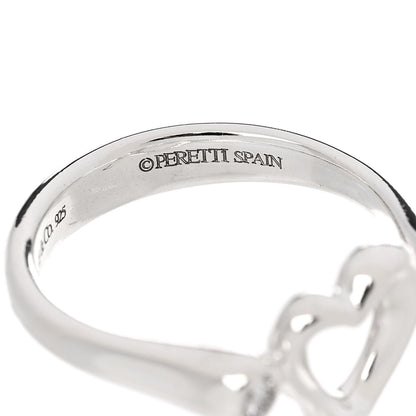 Tiffany Sterling Silver Diamond Elsa Peretti Open Heart Ring 49 4.75 5 of 5
