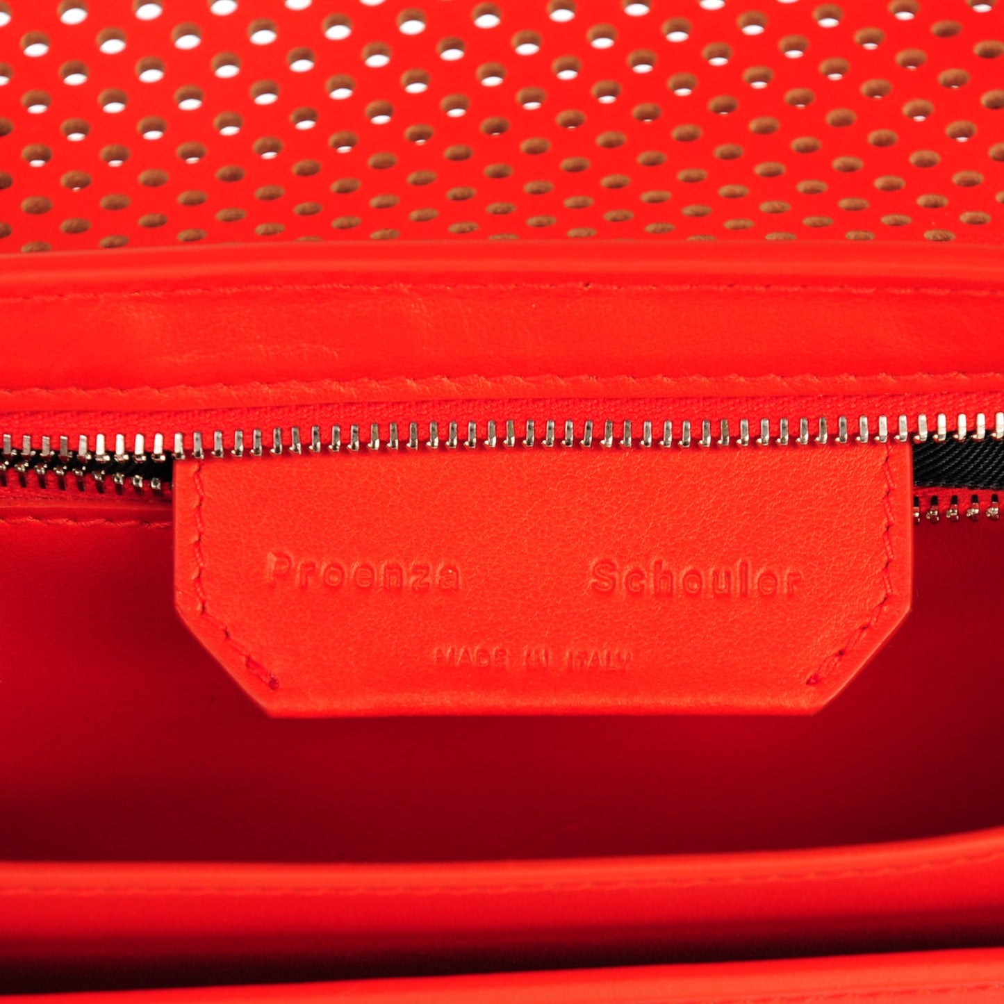 Lambskin Perforated Tiny PS1 Satchel Fire Red