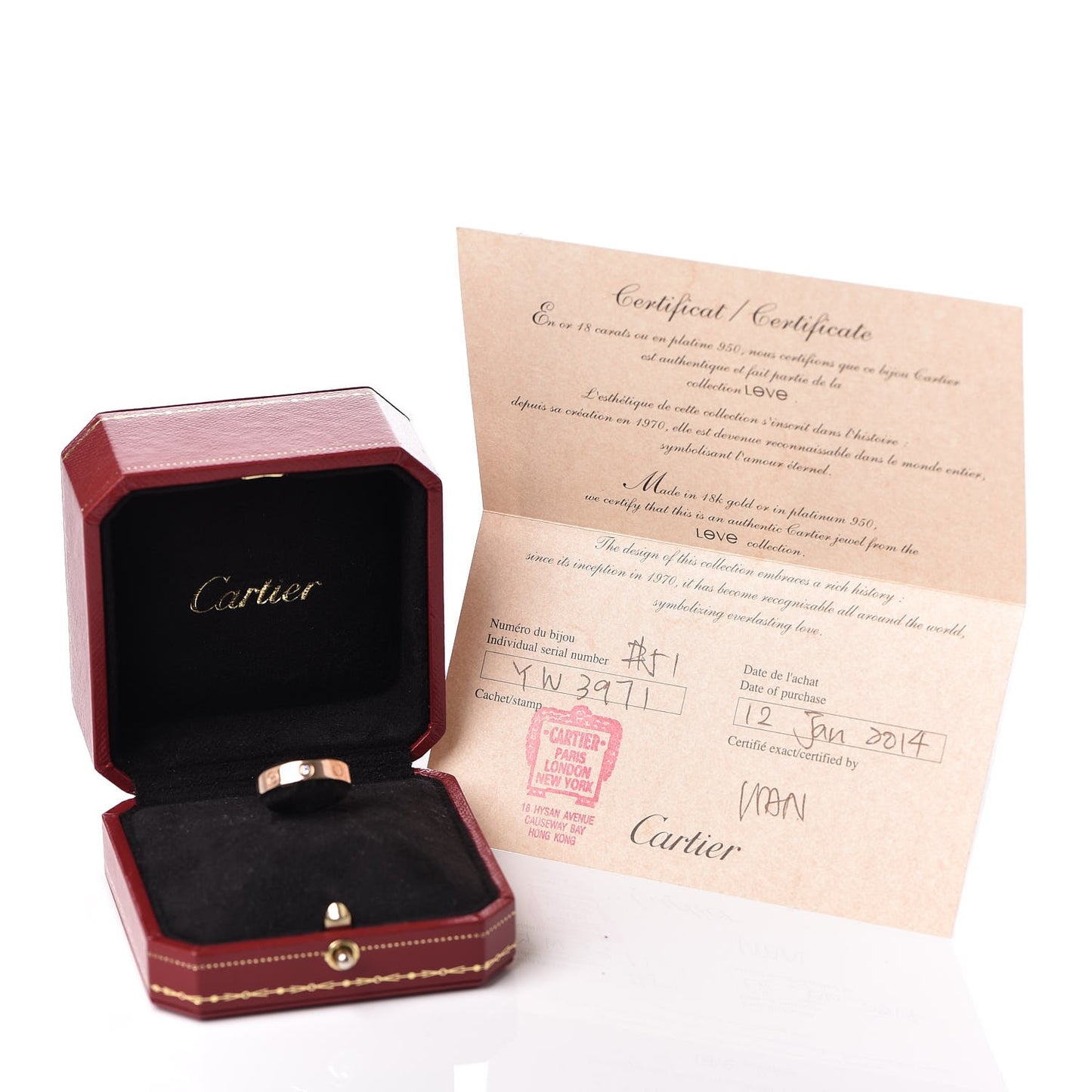 18K Pink Gold Diamond 4mm LOVE Ring 51 5.75