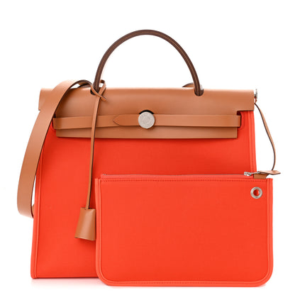 Hermes Vache Hunter Toile Herbag Zip 31 PM Capucine Fauve 1 of 13