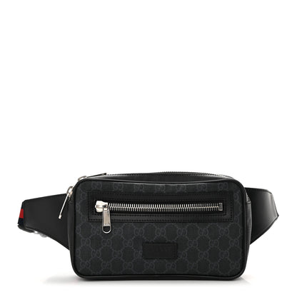 Gucci Soft GG Supreme Monogram Web Belt Bag Black Grey 1 of 13