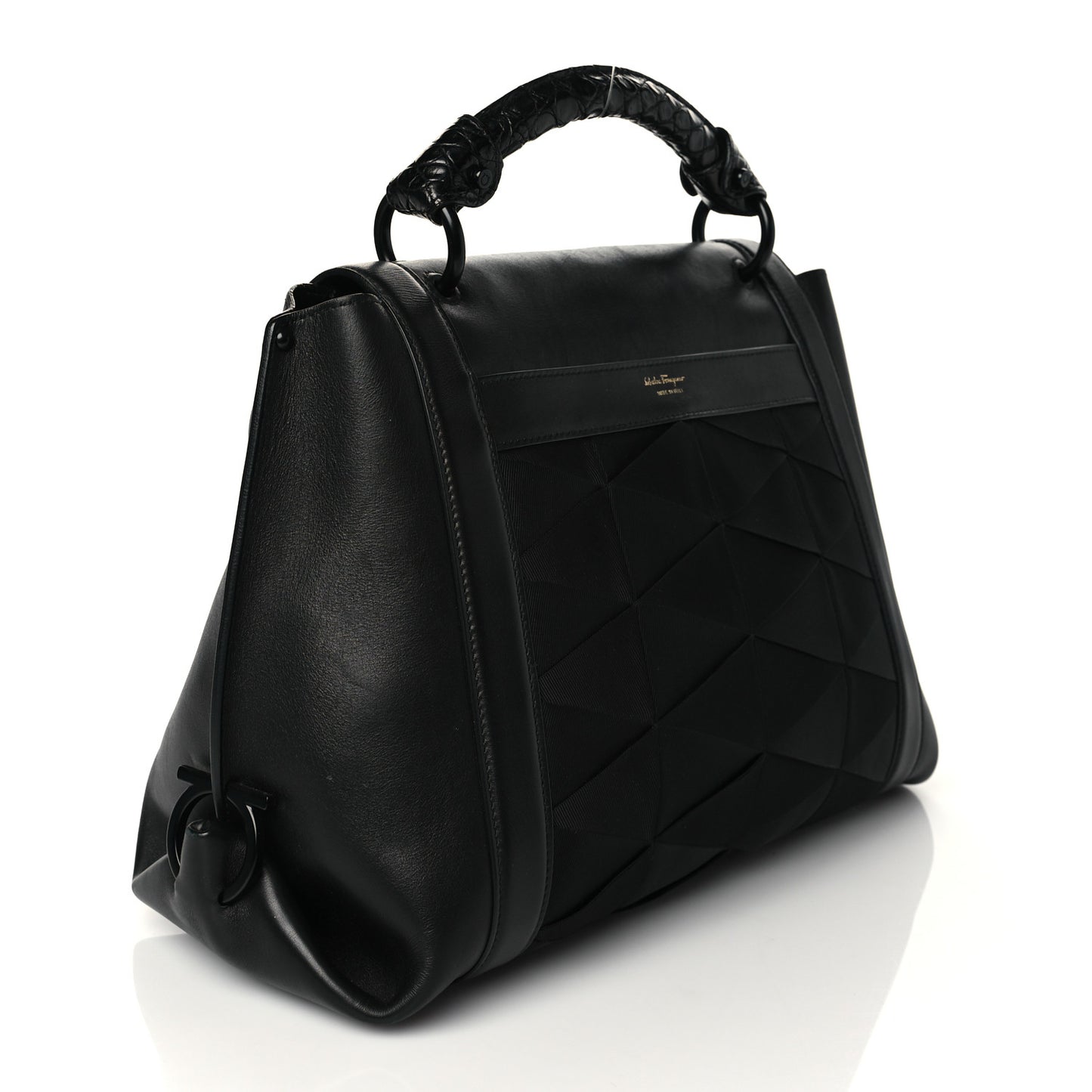 Calfskin Nylon Suzanna Gancini Satchel Black