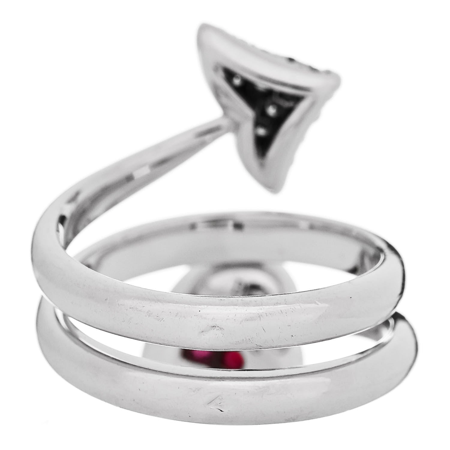 Christian Dior 18K White Gold Diamond Ruby Bague Diablotine Ring 53 6.25 3 of 4