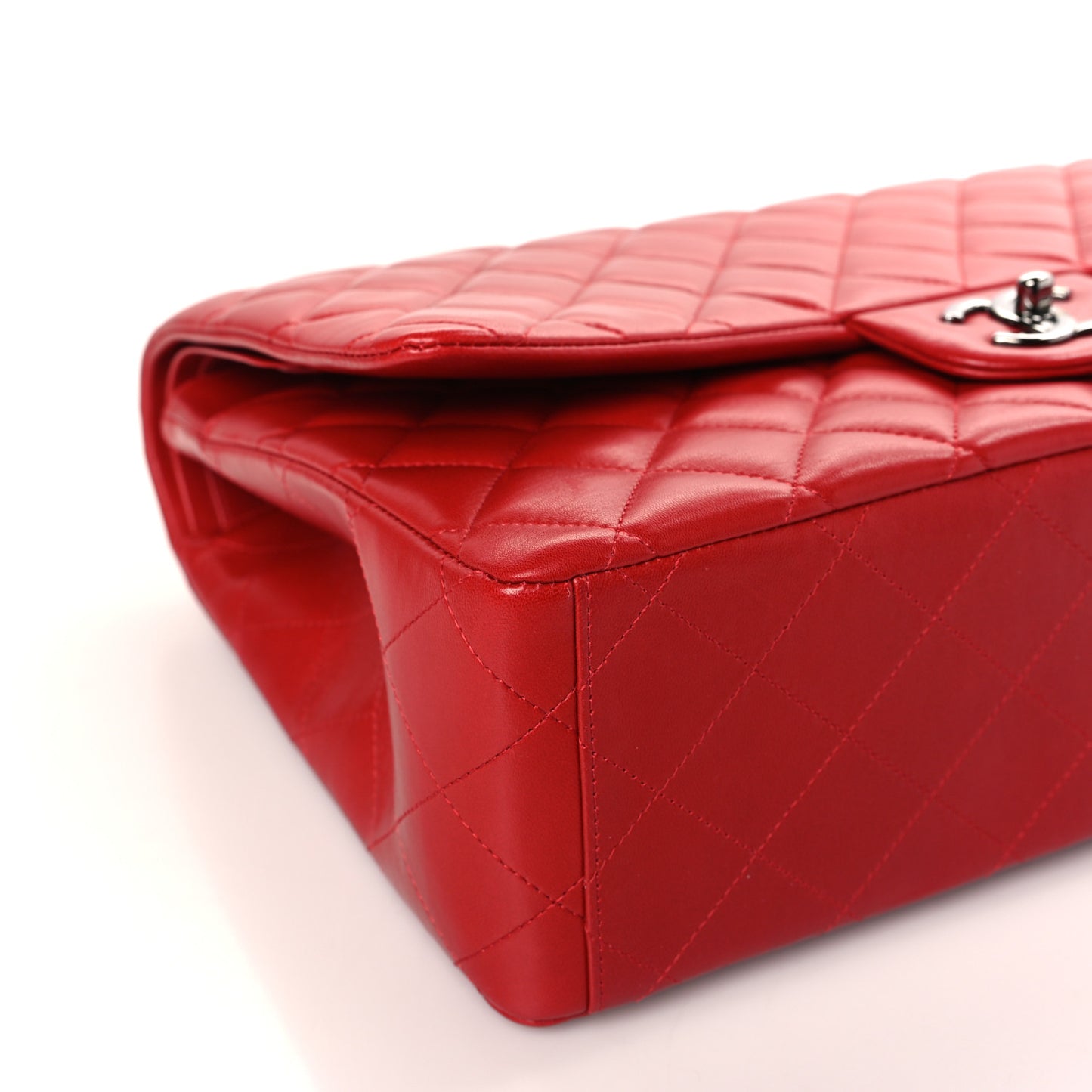 Lambskin Quilted Maxi Double Flap Red