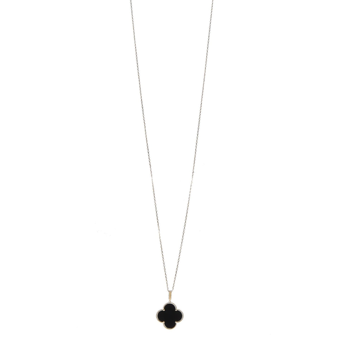 18K Yellow Gold Black Onyx Magic Alhambra Pendant Necklace
