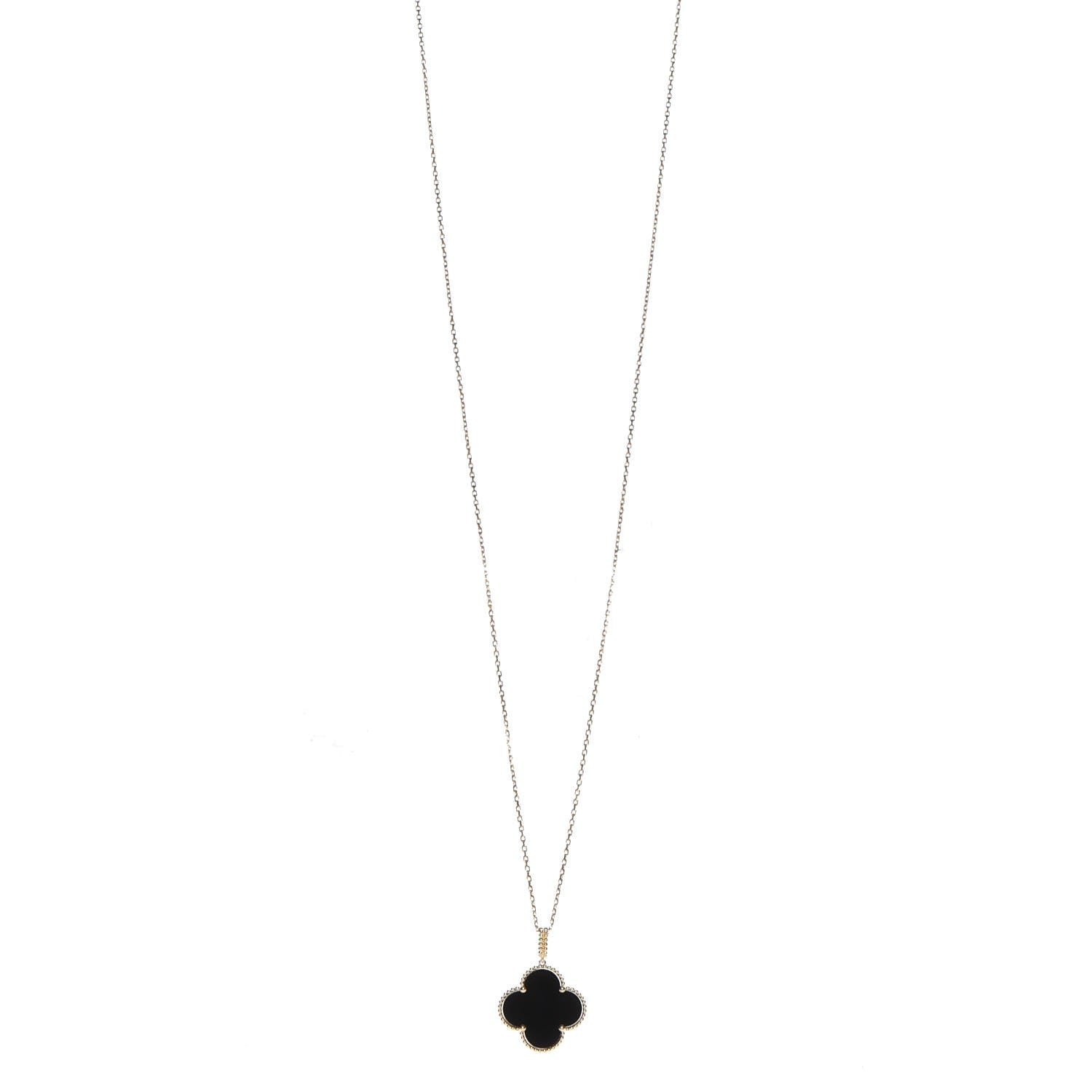 Van Cleef & Arpels 18K Yellow Gold Black Onyx Magic Alhambra Pendant Necklace 1 of 6