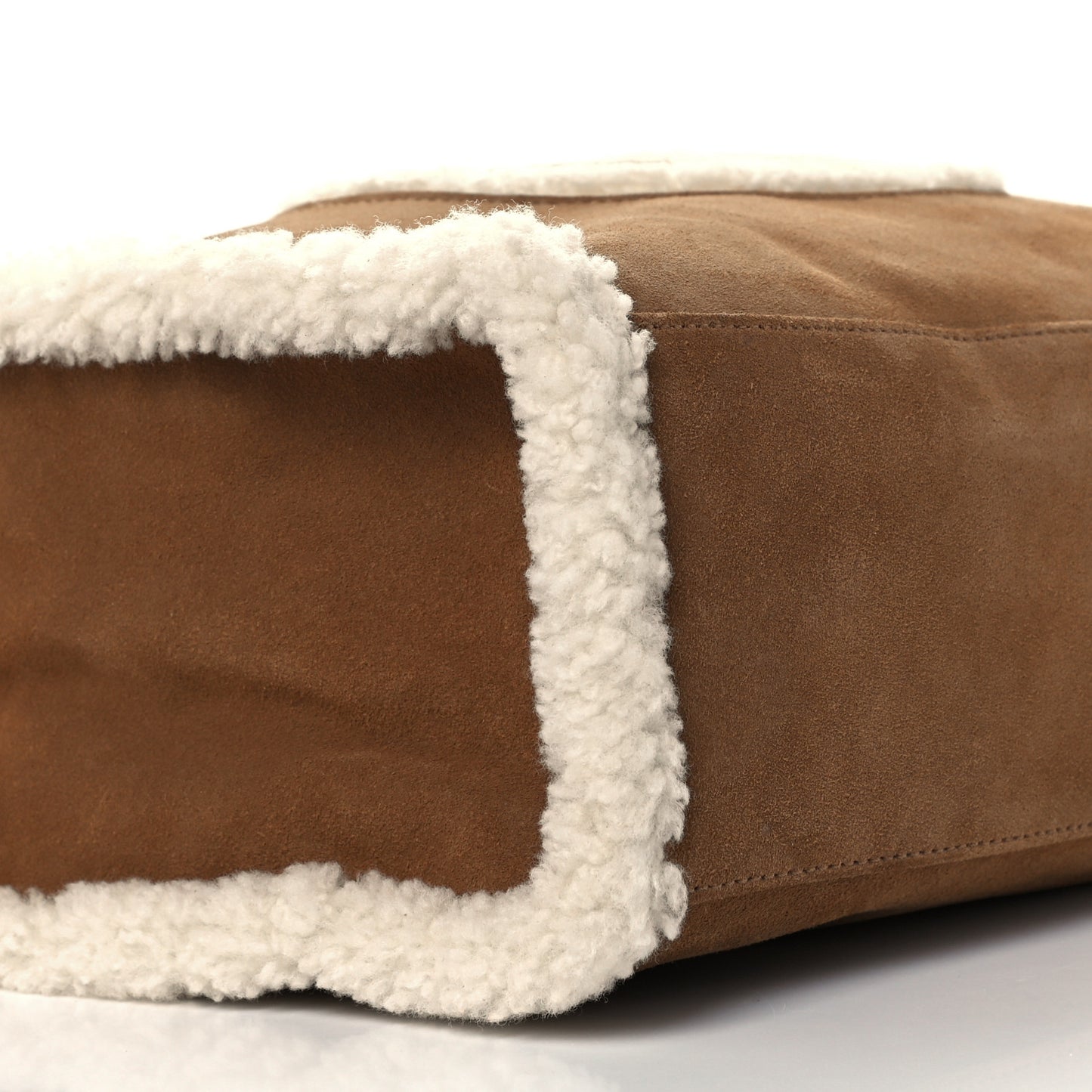 X UGG Suede Shearling Medium Shopping Bag Chestnut