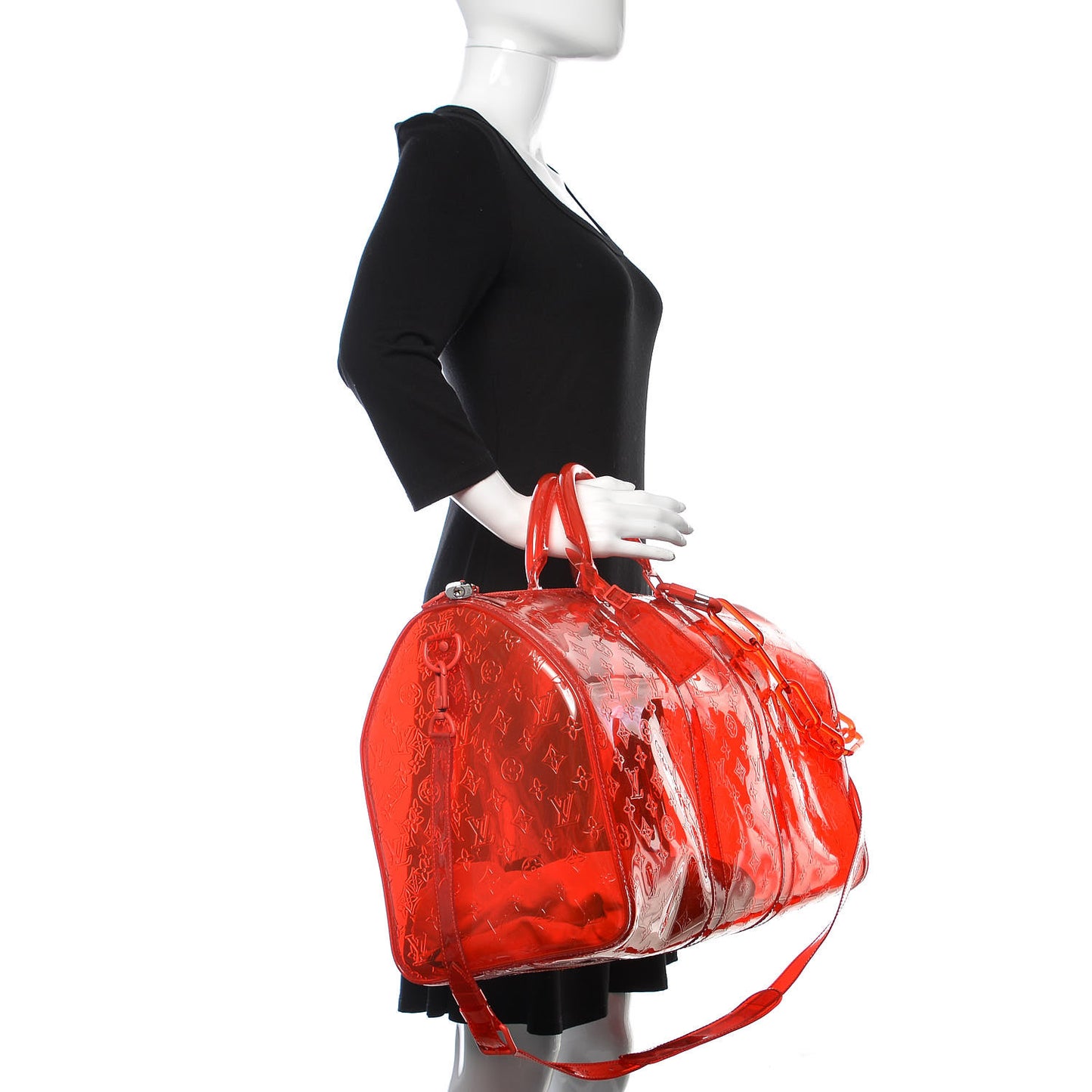 PVC Monogram Keepall Bandouliere 50 Grenadine Red