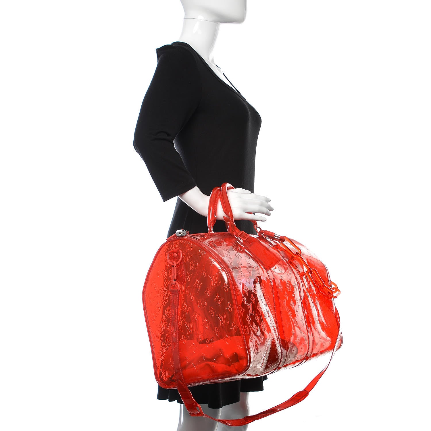 Louis Vuitton PVC Monogram Keepall Bandouliere 50 Grenadine Red 2 of 15