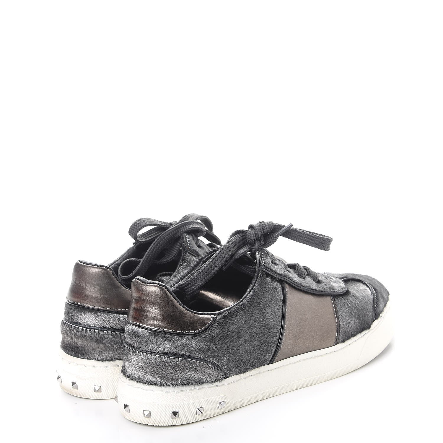 Valentino Garavani Metallic Calf Hair Rockstud Sneakers 36 Silver 4 of 12