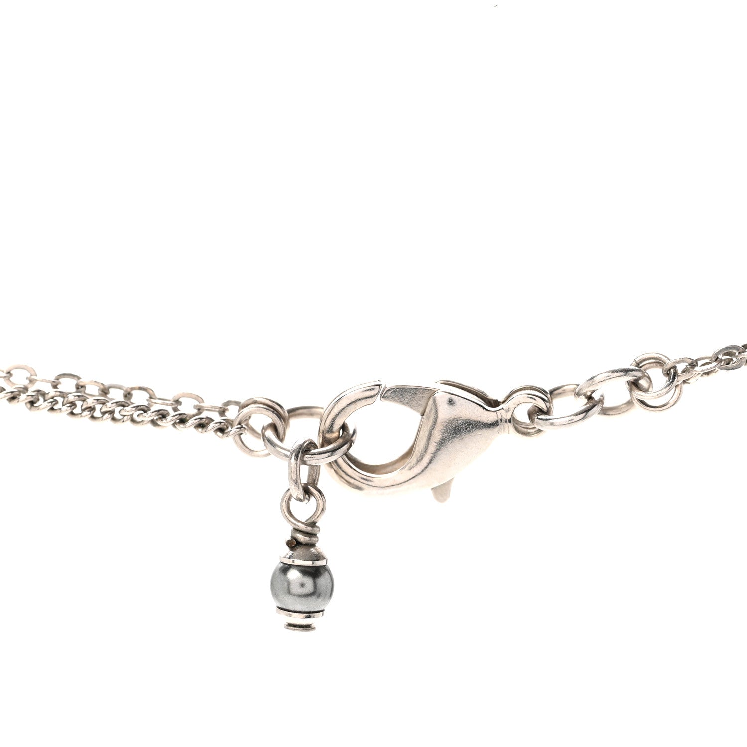 Chanel Crystal Pearl CC Multi Strand Pendant Necklace Silver 6 of 6
