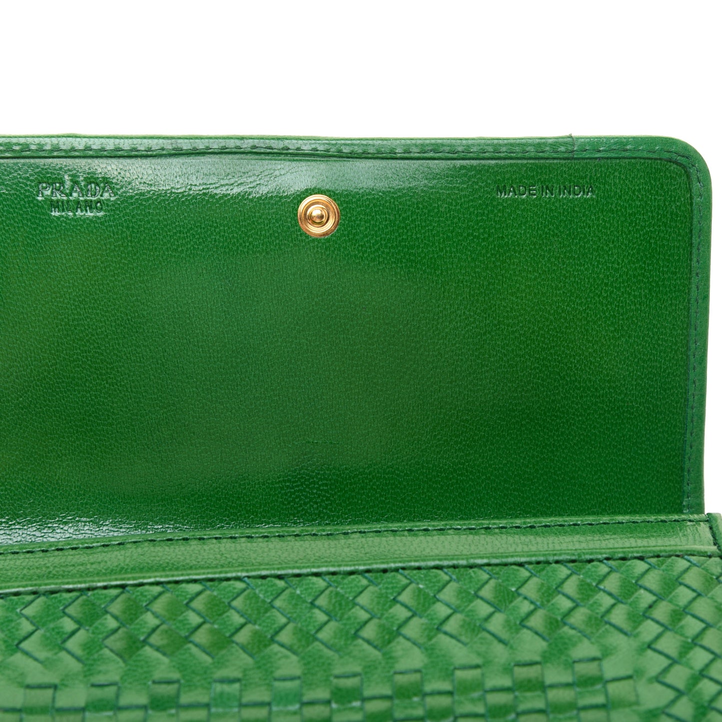 Goatskin Woven Wristlet Wallet Verde
