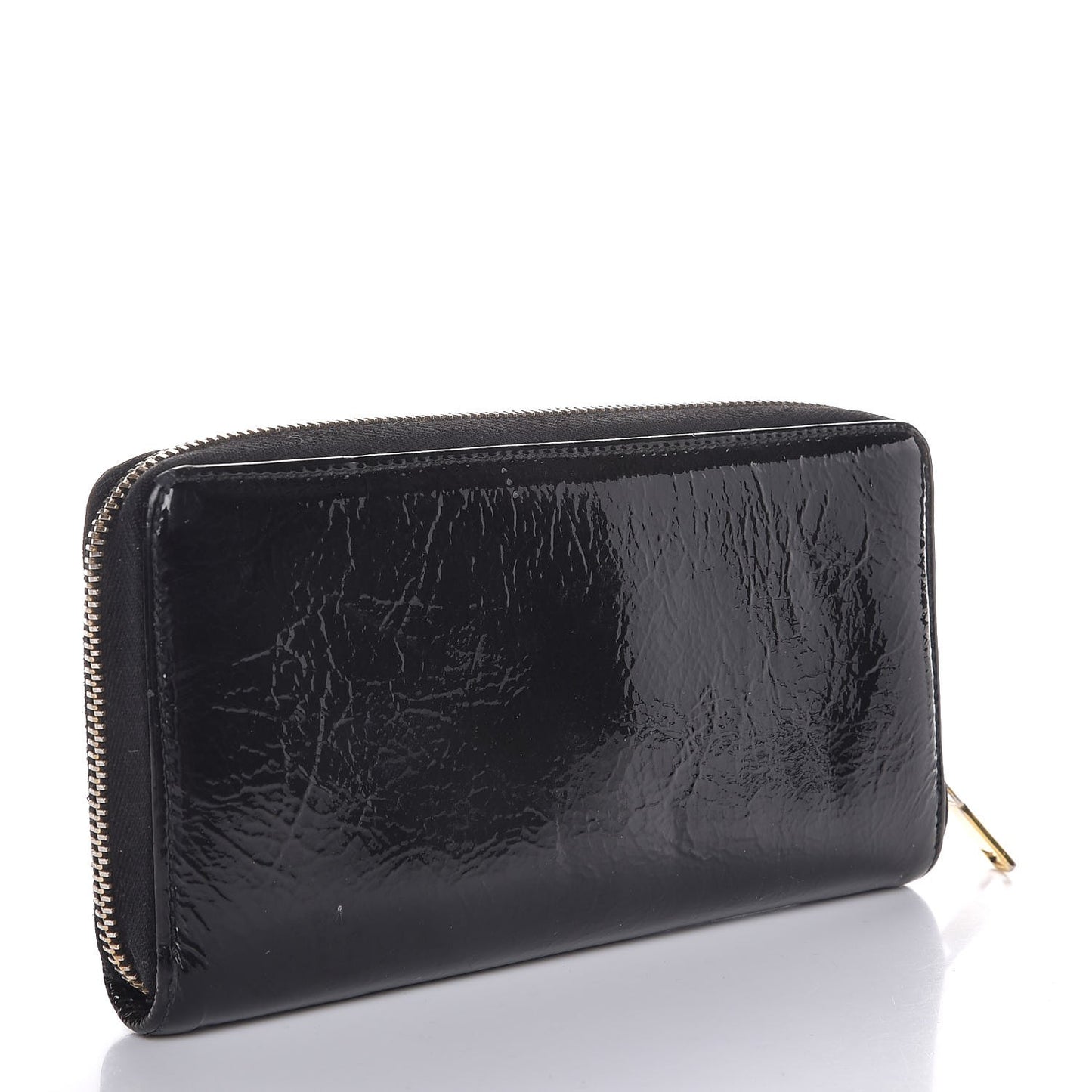 Patent Y Mail Zip Around Wallet Black