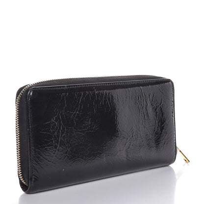 Saint Laurent Patent Y Mail Zip Around Wallet Black 3 of 7