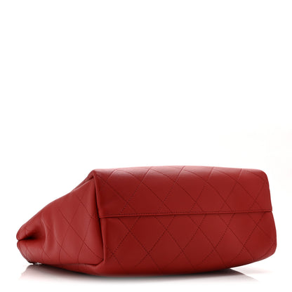 Chanel Bullskin Stitched Medium Shopping Bag  Red 4 of 10