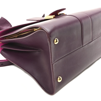 Delvaux Box Calfskin MM Brillant Satchel Deep Purple Pink 8 of 9