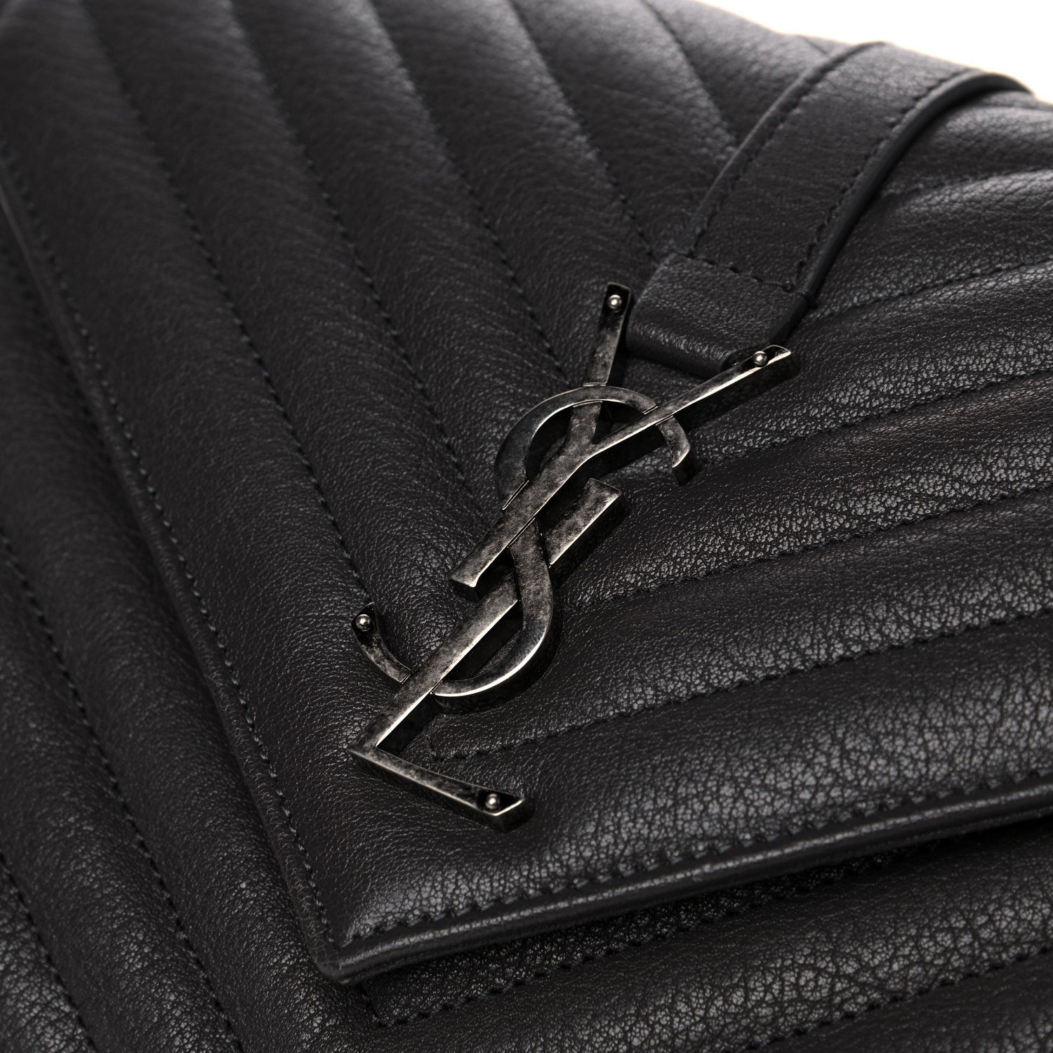 Saint Laurent Sheepskin Matelasse Chevron Monogram Medium College Bag Asphalt 12 of 14
