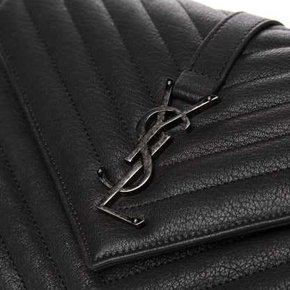 Saint Laurent Sheepskin Matelasse Chevron Monogram Medium College Bag Asphalt 12 of 14