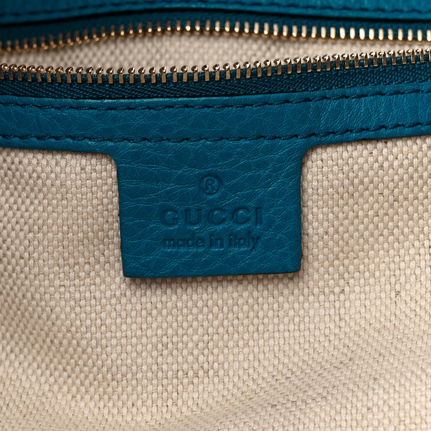 Gucci Pebbled Calfskin Large Soho Shoulder Bag Riviera Blue 5 of 9