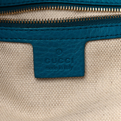 Gucci Pebbled Calfskin Large Soho Shoulder Bag Riviera Blue 5 of 9