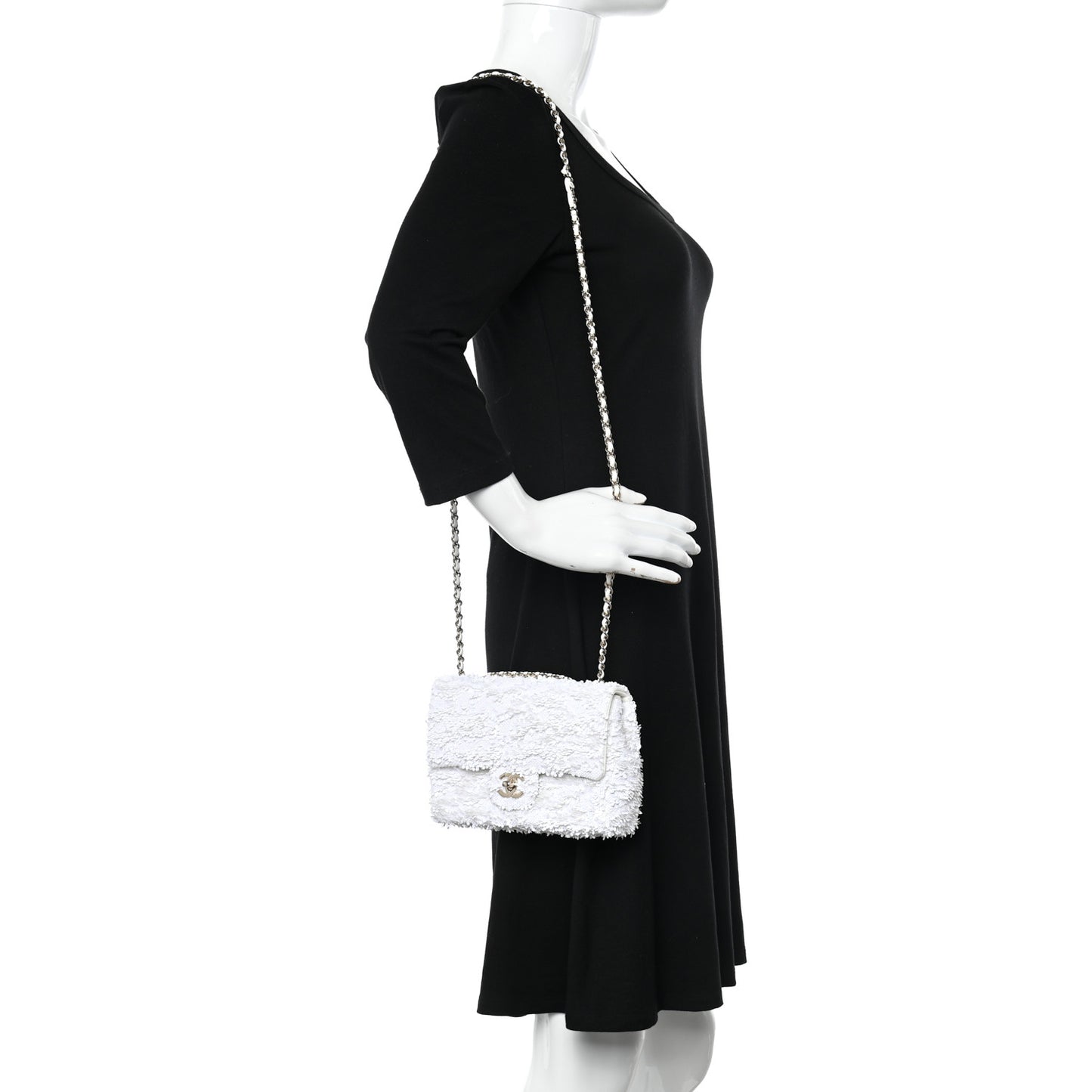 Sequin Mini Rectangular Flap White