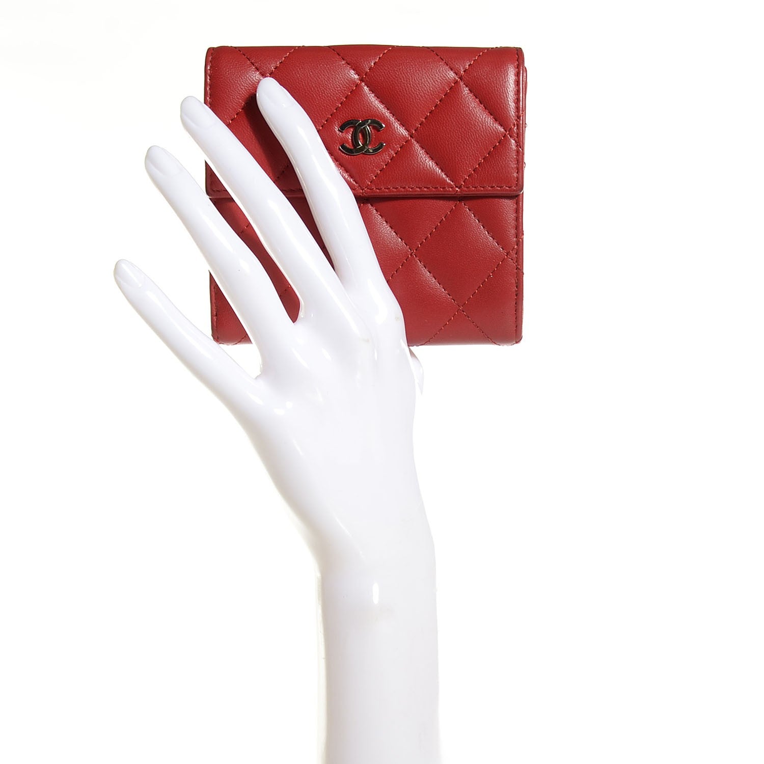 Chanel Lambskin Quilted French Flap Wallet Red 2 of 9