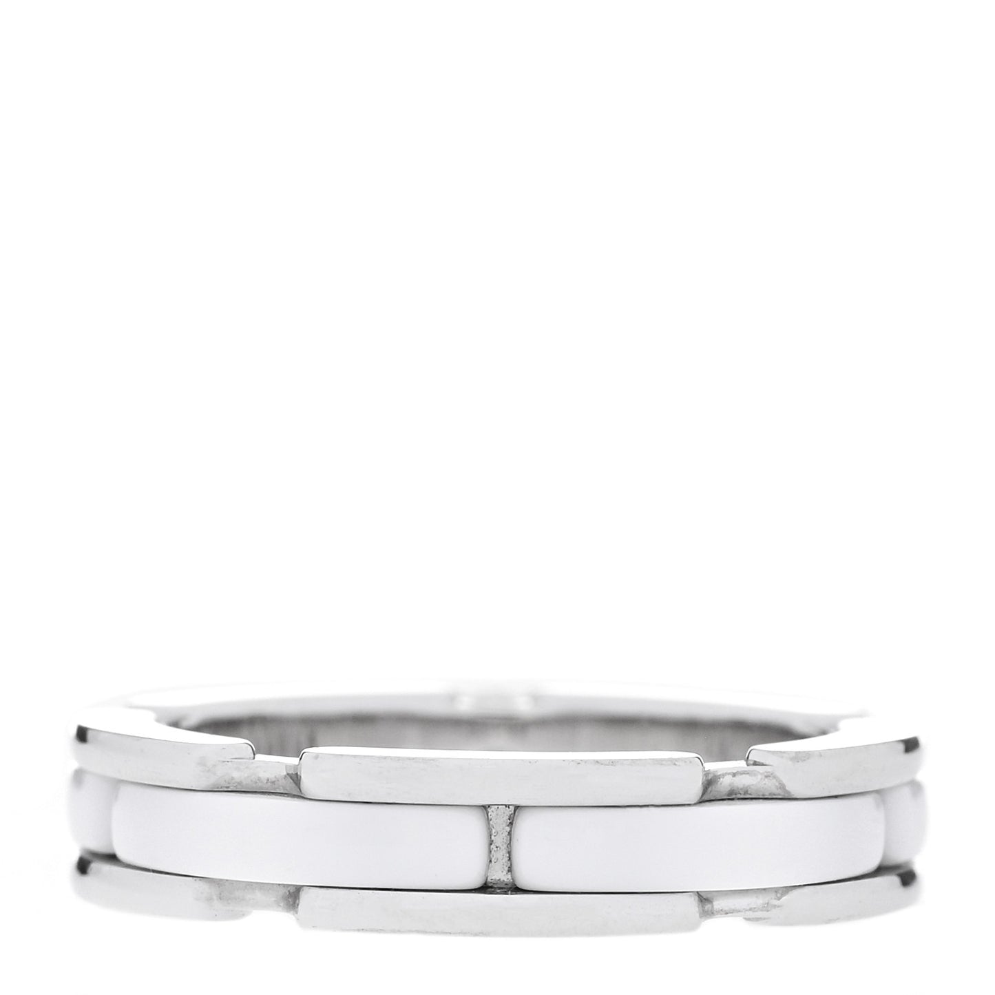 18K White Gold Ceramic Diamond Slim Ultra Ring 48 4.5 White