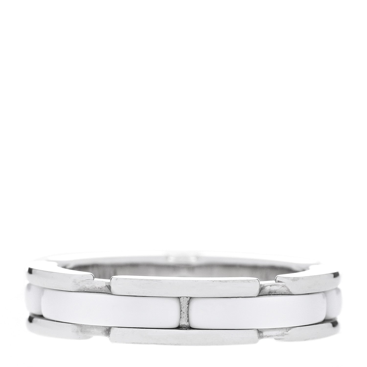 Chanel 18K White Gold Ceramic Diamond Slim Ultra Ring 48 4.5 White 3 of 6