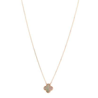Van Cleef & Arpels 18K Rose Gold Gray Mother of Pearl Vintage Alhambra Pendant Necklace 1 of 6