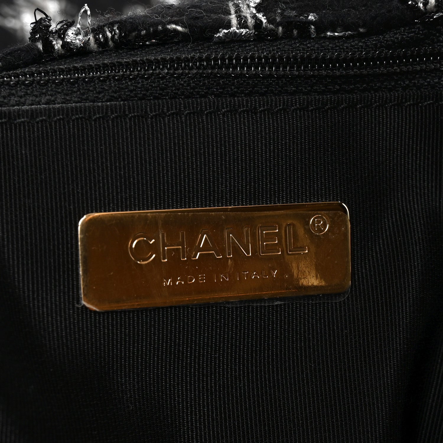 Chanel Tweed Quilted Large Chanel 19 Flap Black Silver Ecru 6 of 11