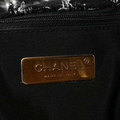 Chanel Tweed Quilted Large Chanel 19 Flap Black Silver Ecru 6 of 11