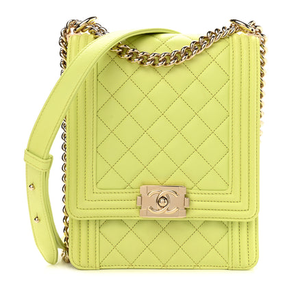 Chanel Calfskin Quilted North South Boy Flap Light Green 1 of 13