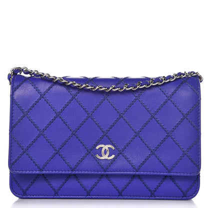 Chanel Calfskin Quilted Fancy CC Wallet On Chain WOC Blue 1 of 10