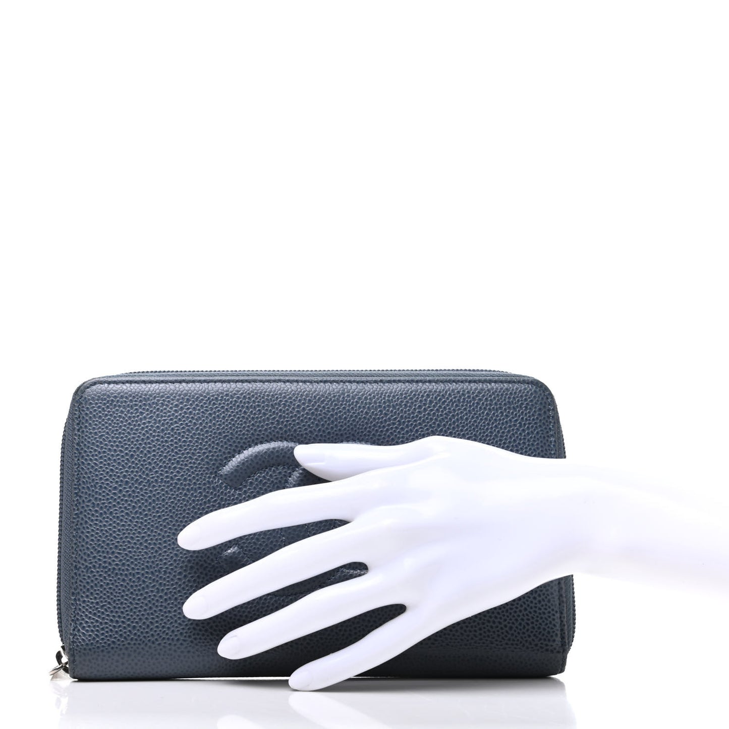 Caviar Large CC Timeless Zip Around Organizer Wallet Blue