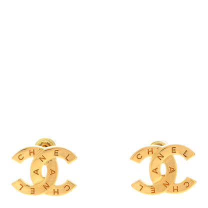 Chanel Metal CC Paris Button Stud Earrings Gold 1 of 5
