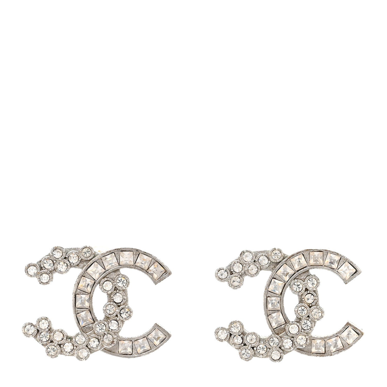 Chanel Crystal CC Earrings Silver 1 of 5