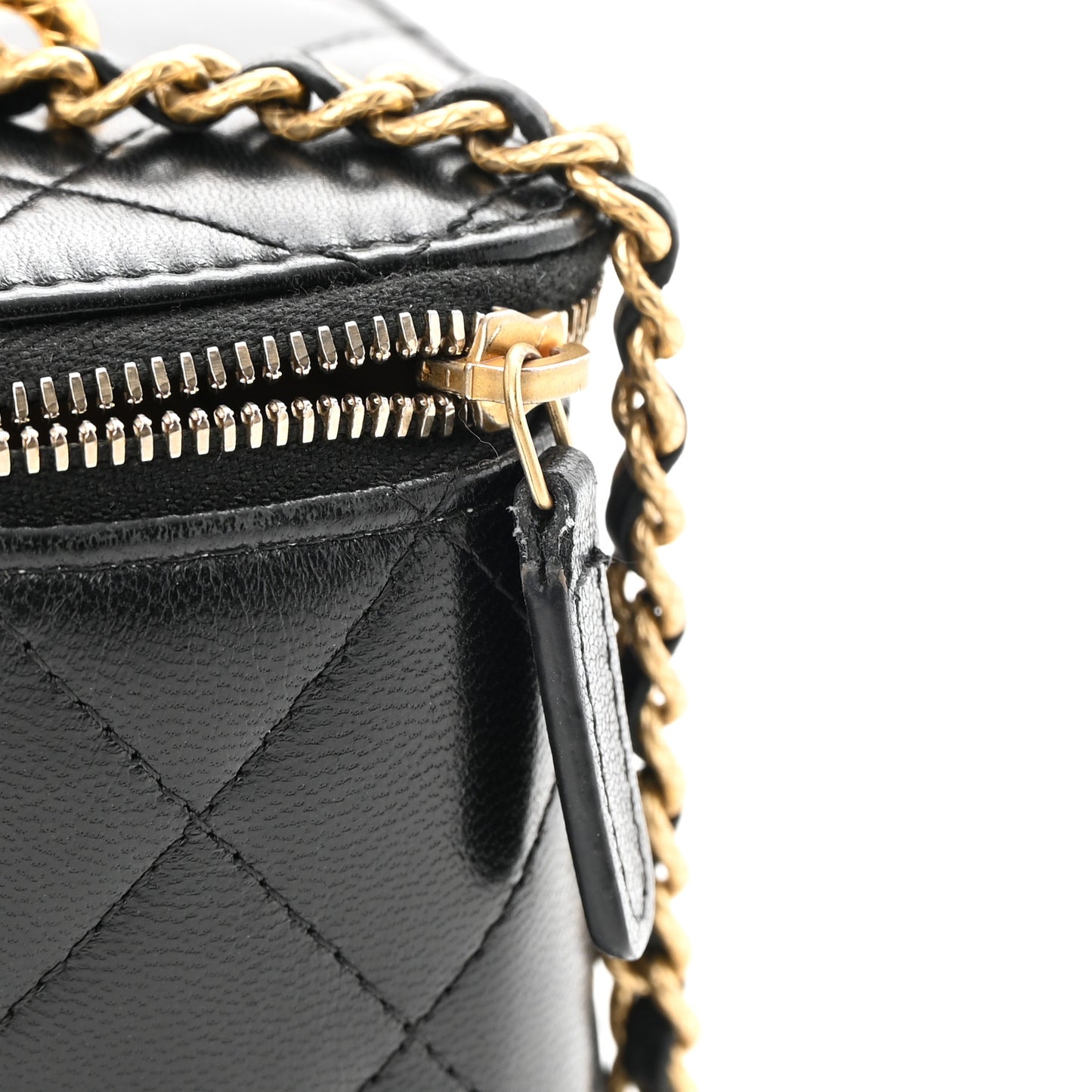 Lambskin Quilted Small CC Dynasty Vanity Case With Chain Black