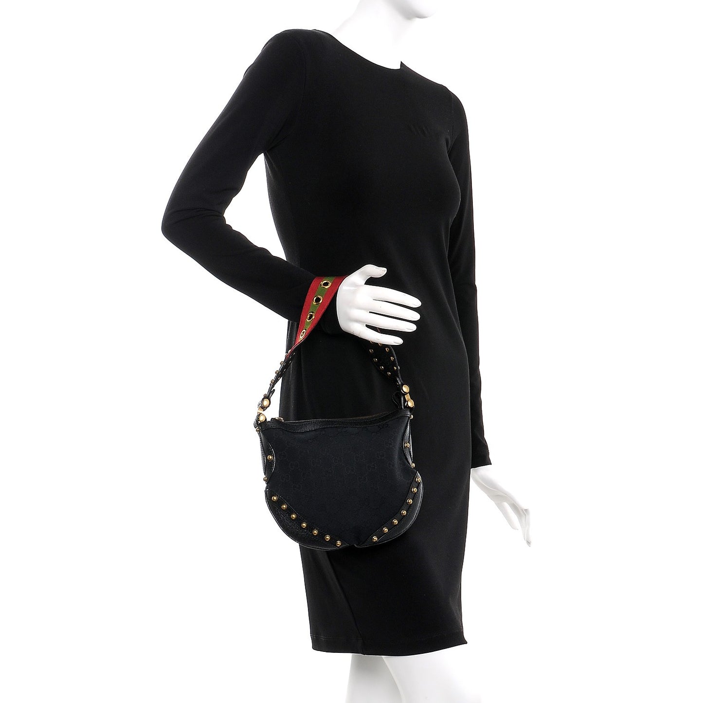 Monogram Studded Small Pelham Shoulder Bag Black