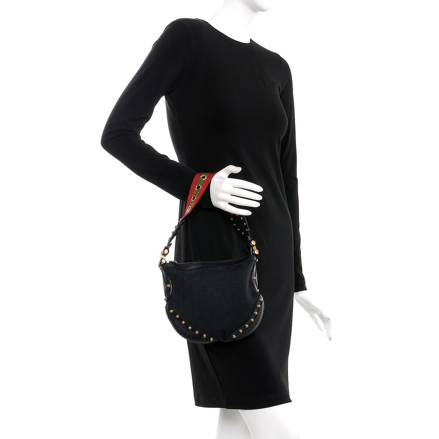 Gucci Monogram Studded Small Pelham Shoulder Bag Black 2 of 10