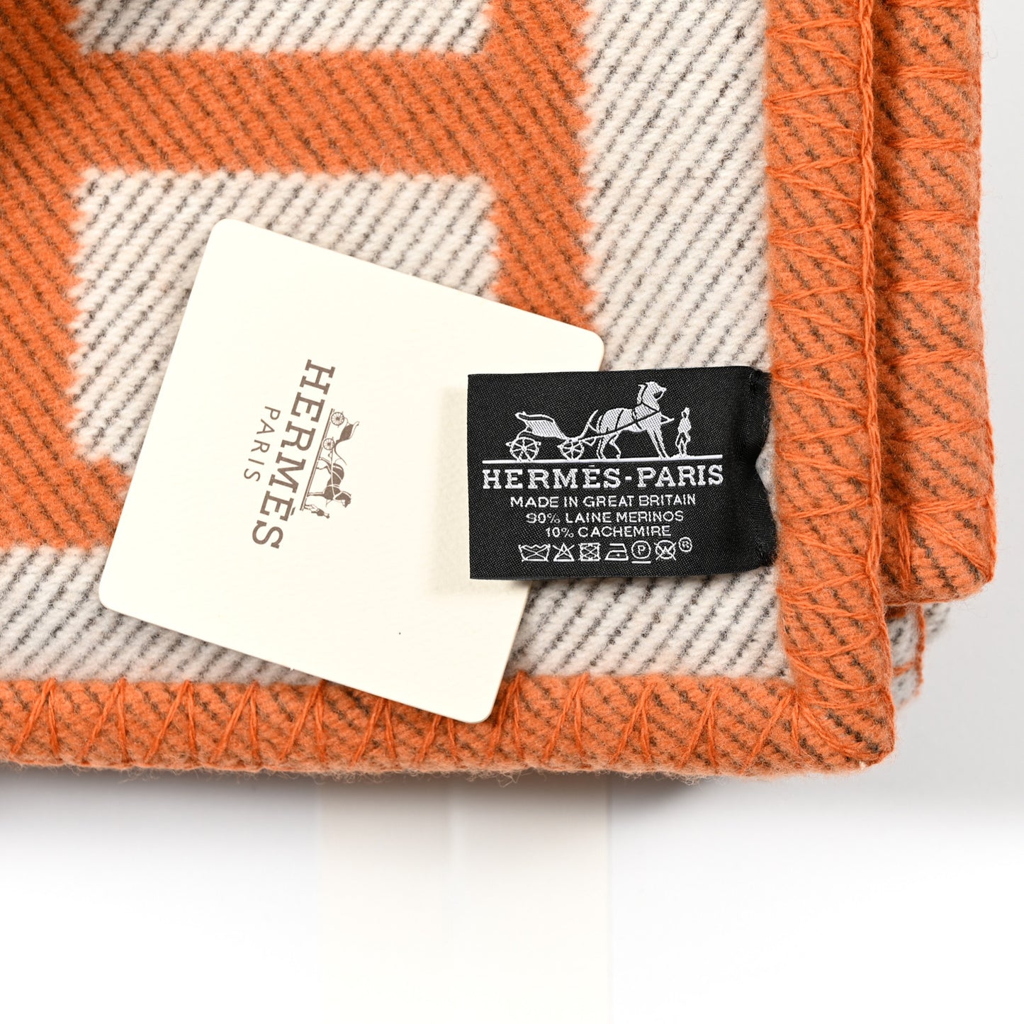 Wool Cashmere Signature Classic Avalon Blanket Ecru Potiron