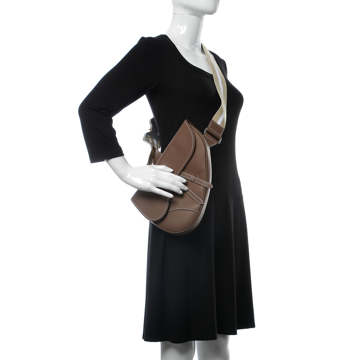 Christian Dior Grained Calfskin Saddle Bag Brown 2 of 7