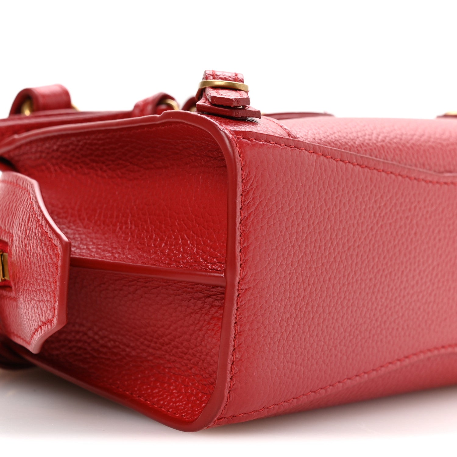 Balenciaga Grained Calfskin Neo Classic Gold Hardware Nano City Crossbody Medium Red 9 of 10