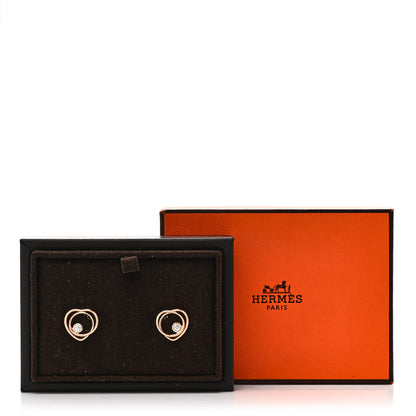 Hermes 18K Rose Gold Diamond TPM Vertige Coeur Earrings 5 of 5