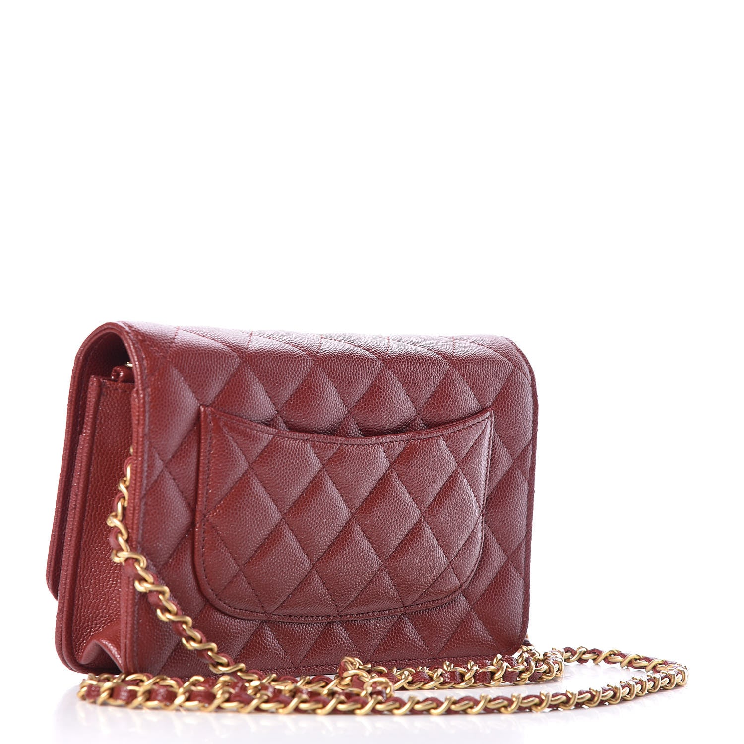 Chanel Metallic Caviar Quilted Wallet On Chain WOC Red 3 of 13