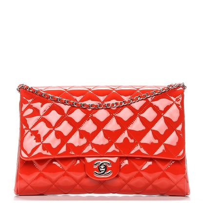 Chanel Patent Quilted Clutch With Chain Flap Red 1 of 6
