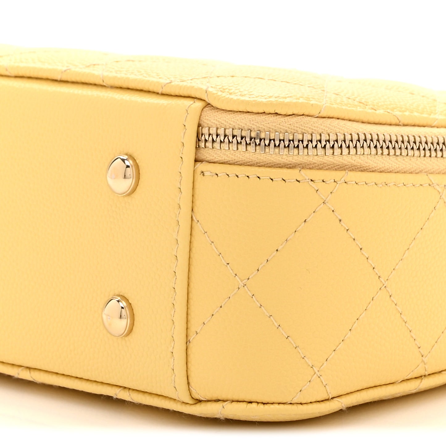 Caviar Quilted Top Handle Vanity Case Yellow